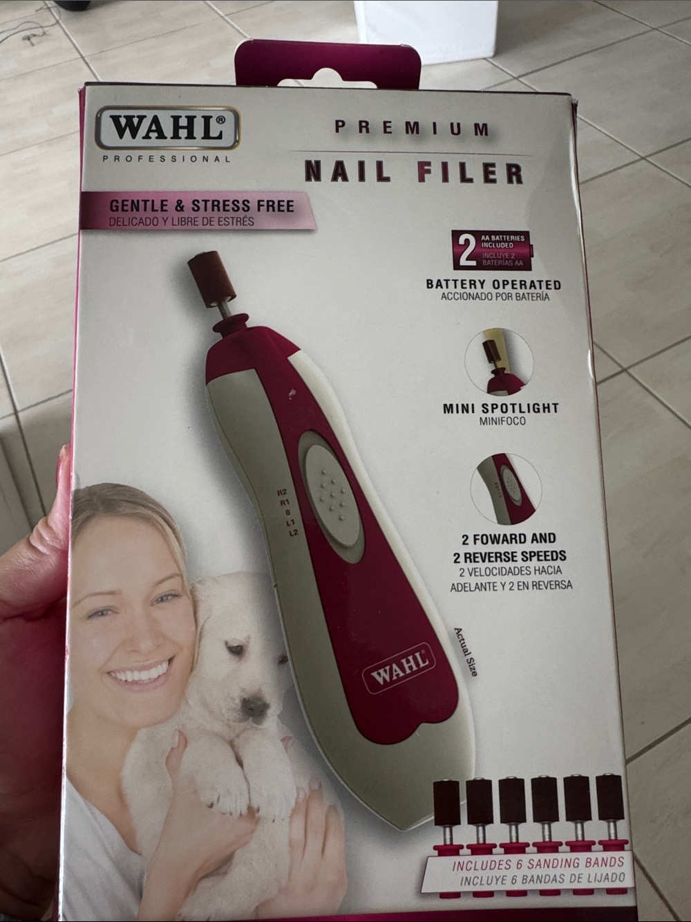 Wahl Nail Filer in Pink and White